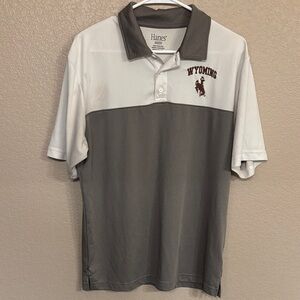 Hanes Wyoming Men's Polo Shirt in Gray and White